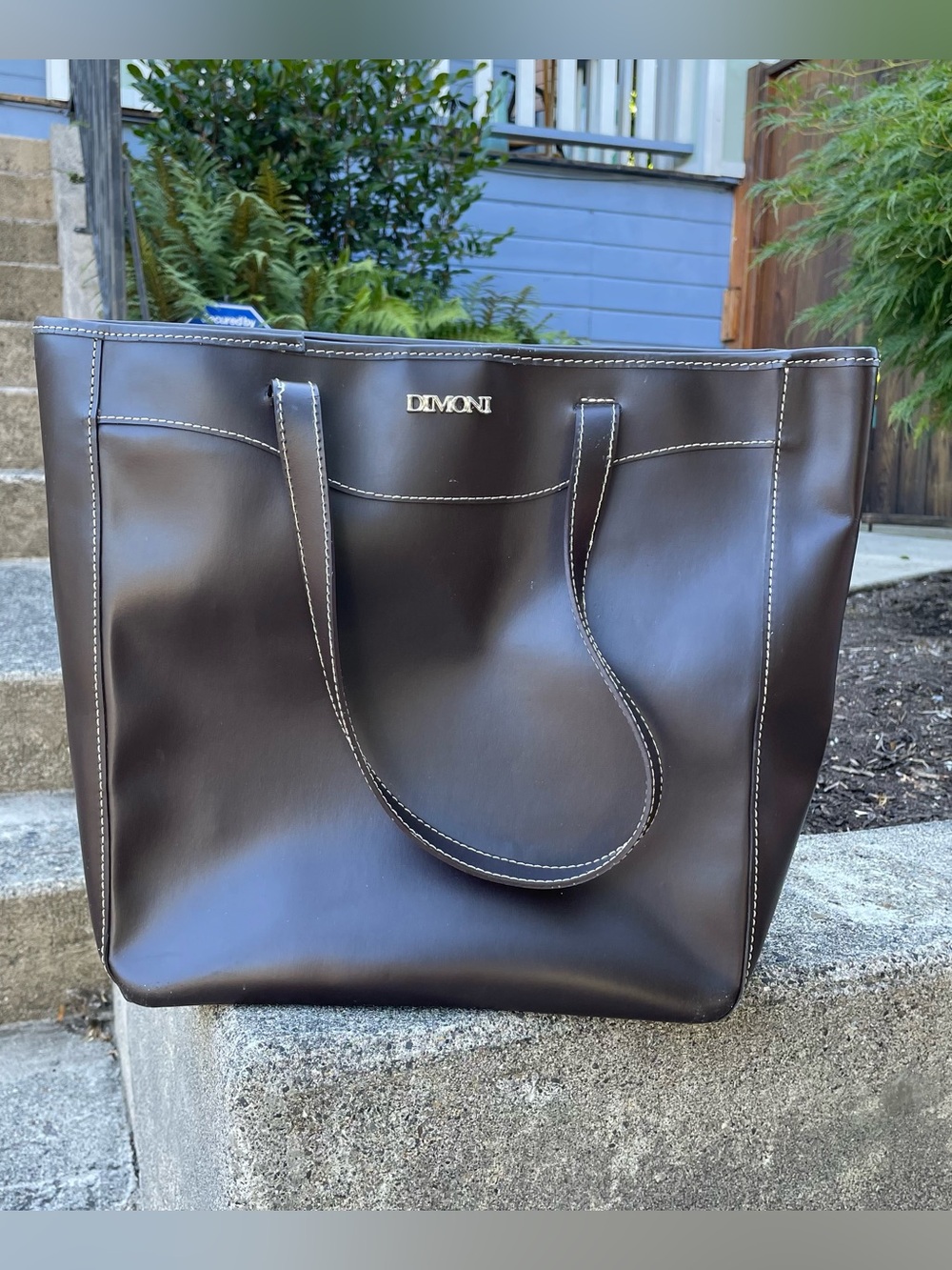 Chocolate brown Dimoni large Spanish leather tote handbag purse